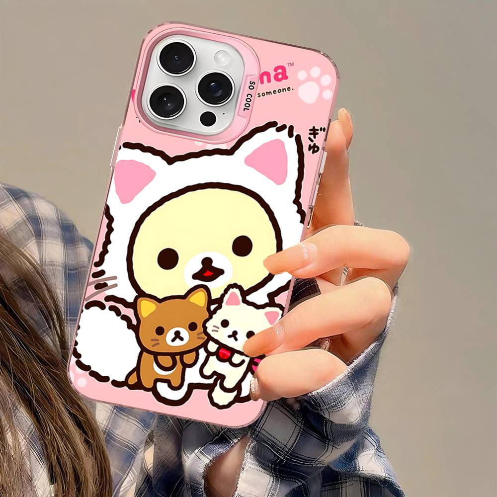 Cute Rilakkuma Bear Phone Case For IPhone 17 16 15 14 13 12 11 Pro MAX Matte Shockproof Back Anti Fall Matte Cover