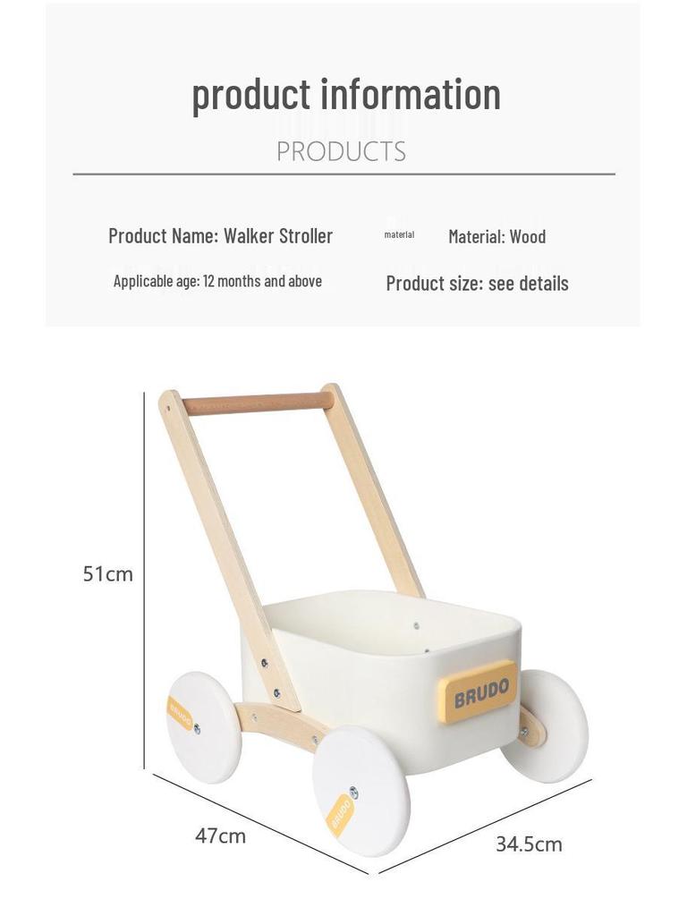 Wooden Baby Walker: Multifunctional Learning Trolley & Push Cart Toy