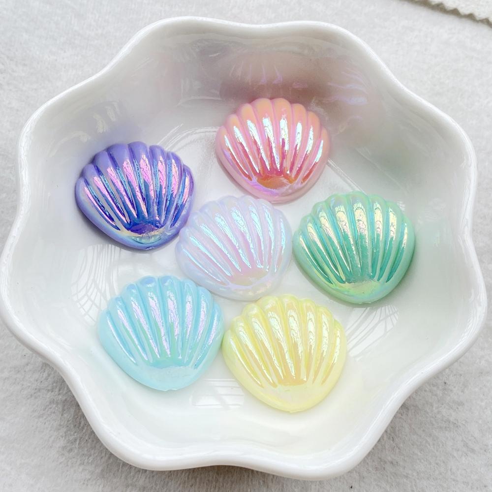 12 Pièces Résine 3D Coquillages couleur AB Cabochon Plat Dos Scrapbooking DIY Accessoire Décoration Maison Figurine Artisanat