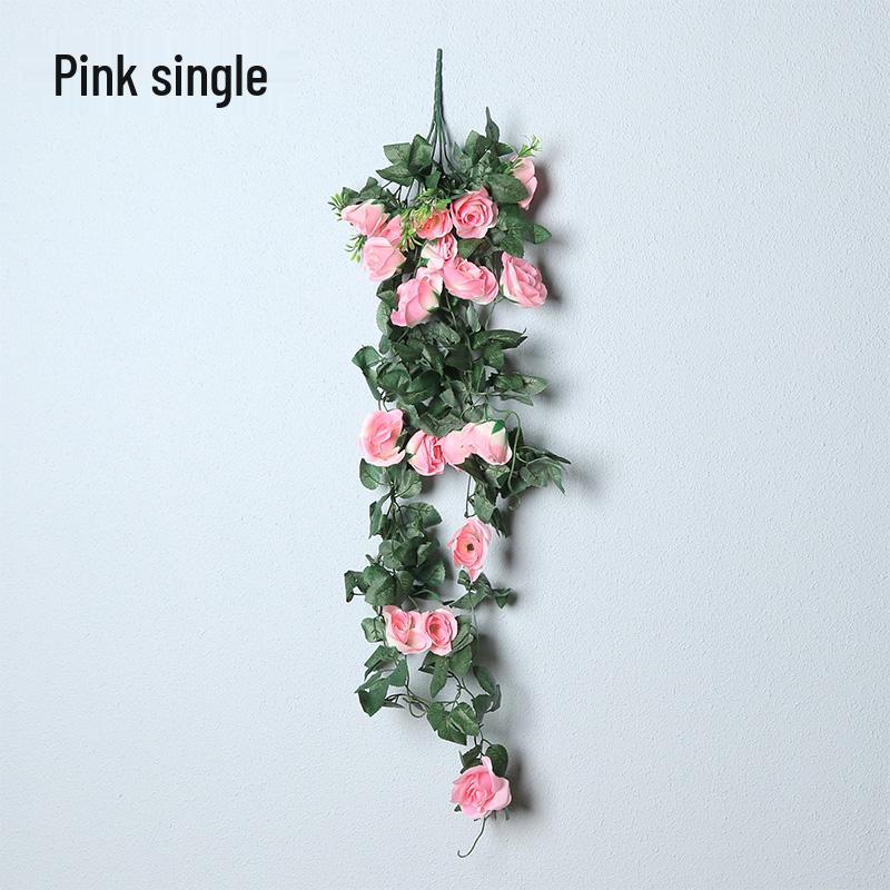 Decorazione con Rampicante di Rose da Appendere a Parete per Interni - Cesto di Fiori Artificiali per Soggiorno