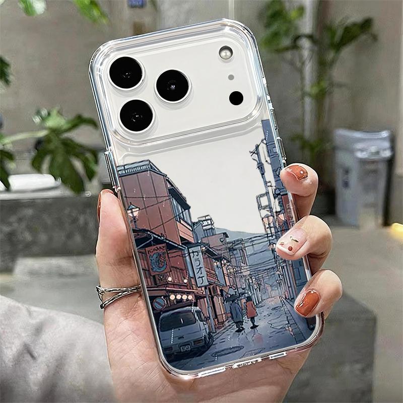 Anime Style Mountain Pattern Case For iPhone 17 Pro Max Coque iPhone 16 15 14 13 12 Pro Max 11 Clear TPU Silicone Soft Cover