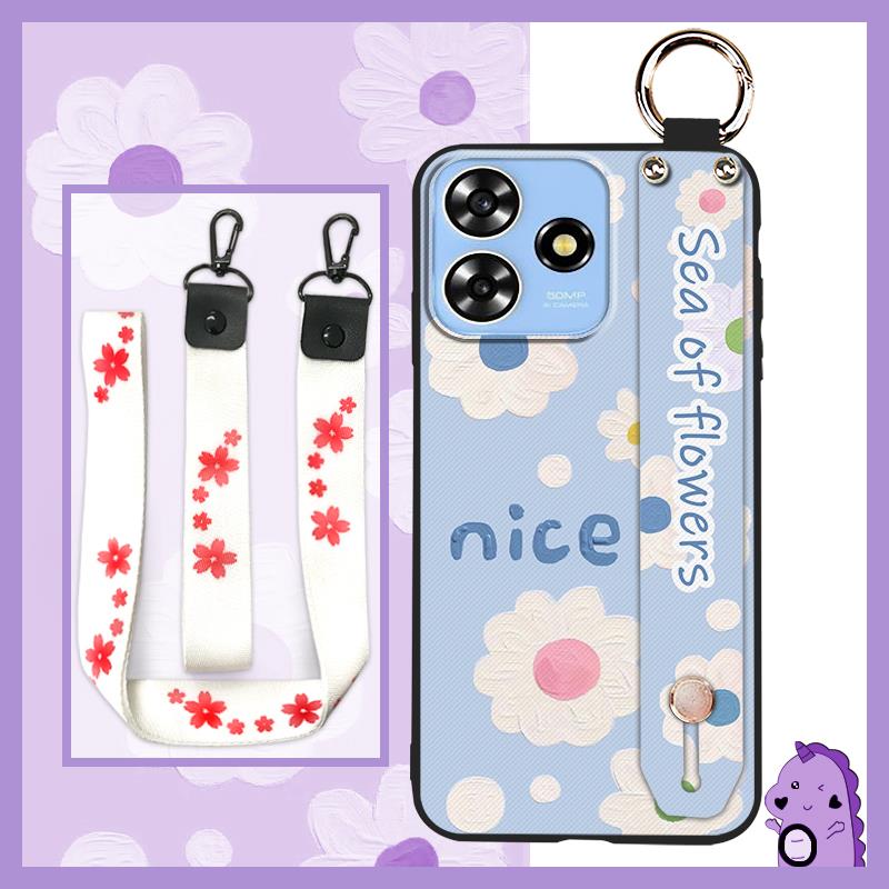 Phone Holder Kickstand Phone Case For ZTE Blade A73 4G/V50 Smart Durable Anti-dust Silicone Wrist Strap Fashion Design