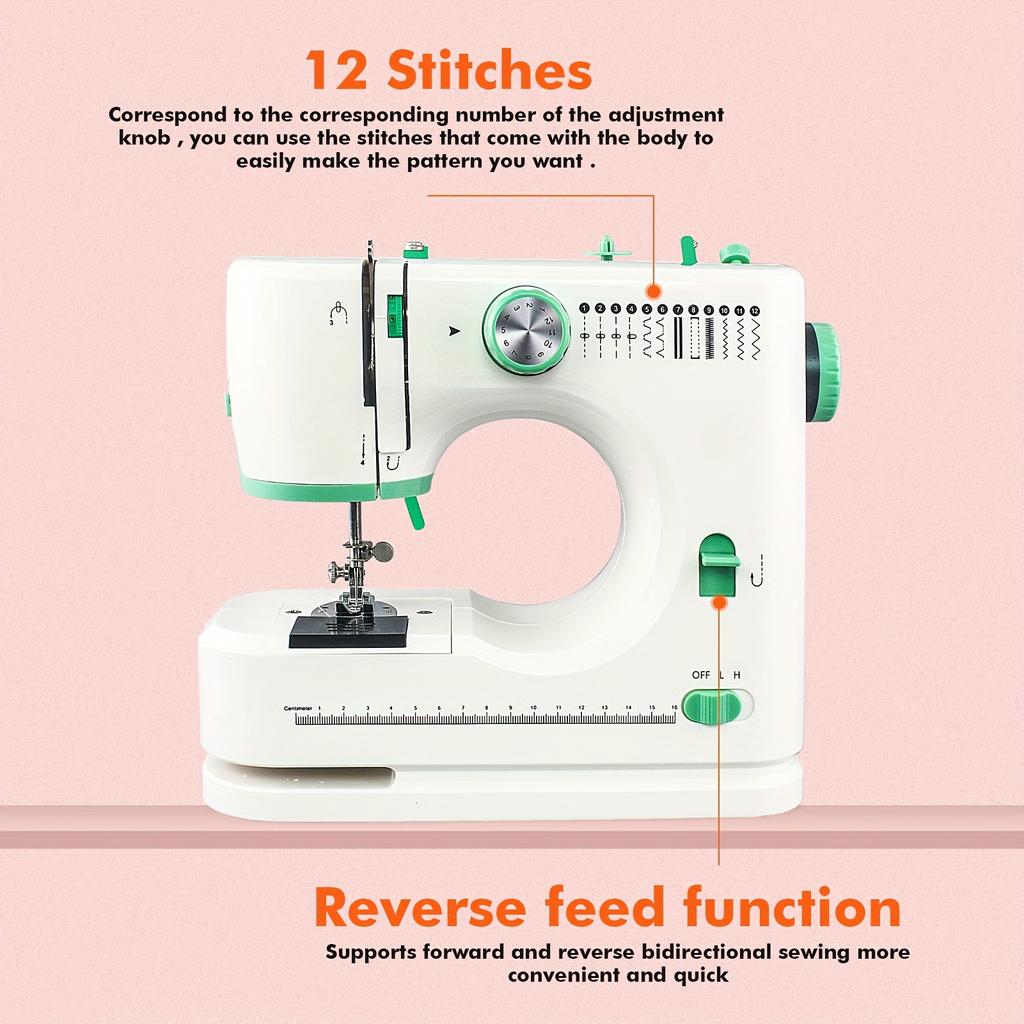 Mini Sewing Machine, Electric Portable Sewing Machine, Adjustable Sewing Speed, 12 Stitches, Two Speeds, with Foot Pedal and Sewing Kit