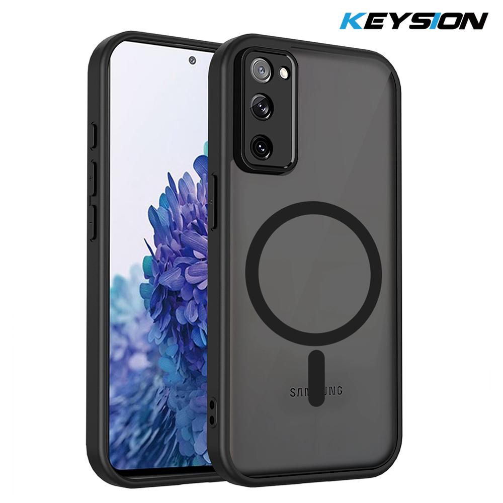KEYSION Magnetický obal na telefon pro Samsung S20 FE S21 FE Silikon+PC Matný Průsvitný Čirý Nárazuvzdorný kryt pro Galaxy S21 S20 FE 5G