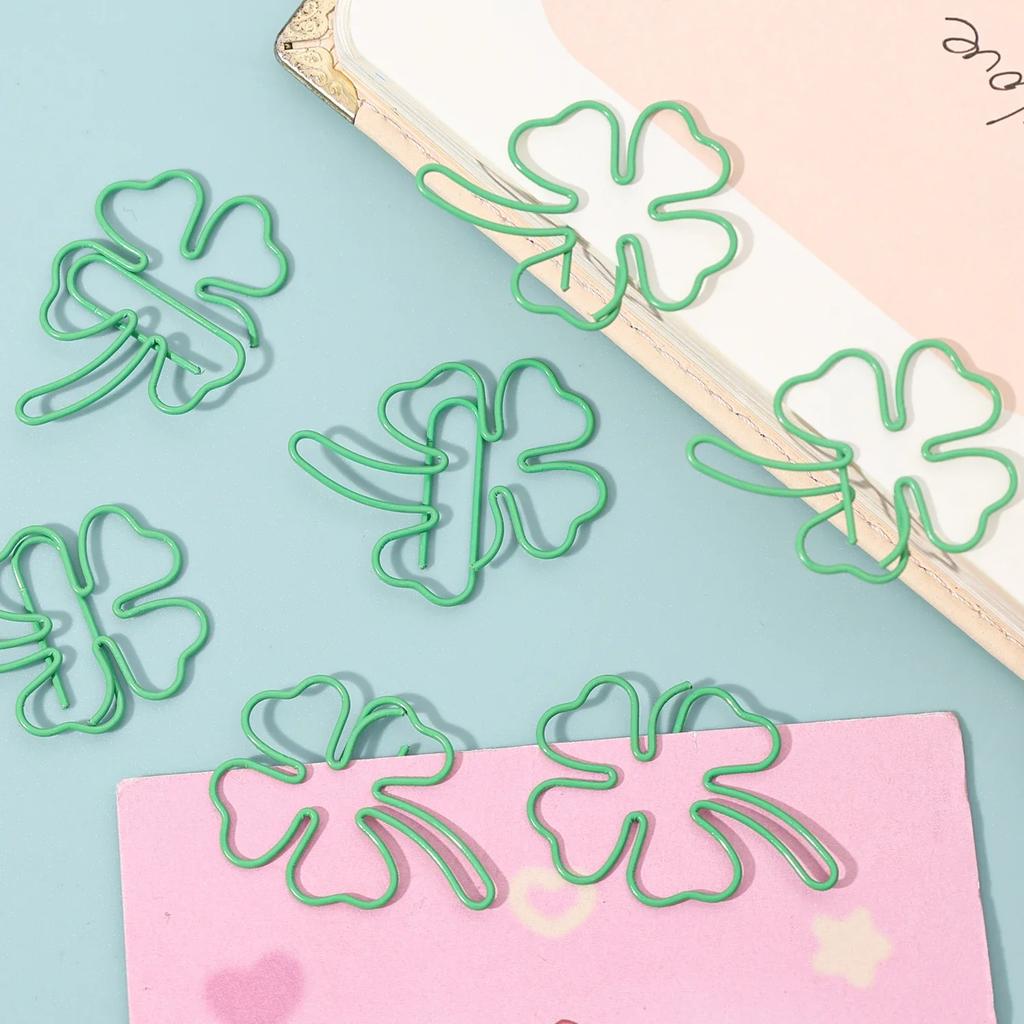 10-50 Stück Niedliche Glücksklee-Büroklammern Metall-Büroklammern für Lesezeichen Notizen Fotos Organizer-Clips Bindeklammer