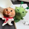 Green Alien Cat Plush Doll Humorous Creative Changeable Shape Pendant Rag Doll Designed for Pouch Decoration Great for Daily Use