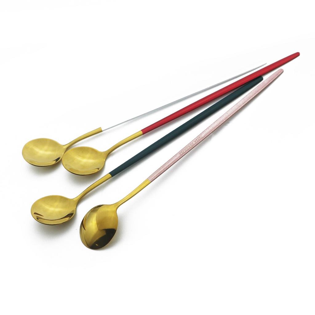 6 ks Lžíce na míchání kávy Sada příborů Džus Barevné čajové lžičky Nádobí Nádobí Zmrzlina Naběračka s dlouhou rukojetí Nádobí Kuchyňské potřeby