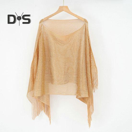 Summer Beach Mesh Cover Up Tassel Decor See Through Loose Swimsuit Thin Sunshade Beachwear Blouse Irregular Holiday Sexy Long Bikini Top