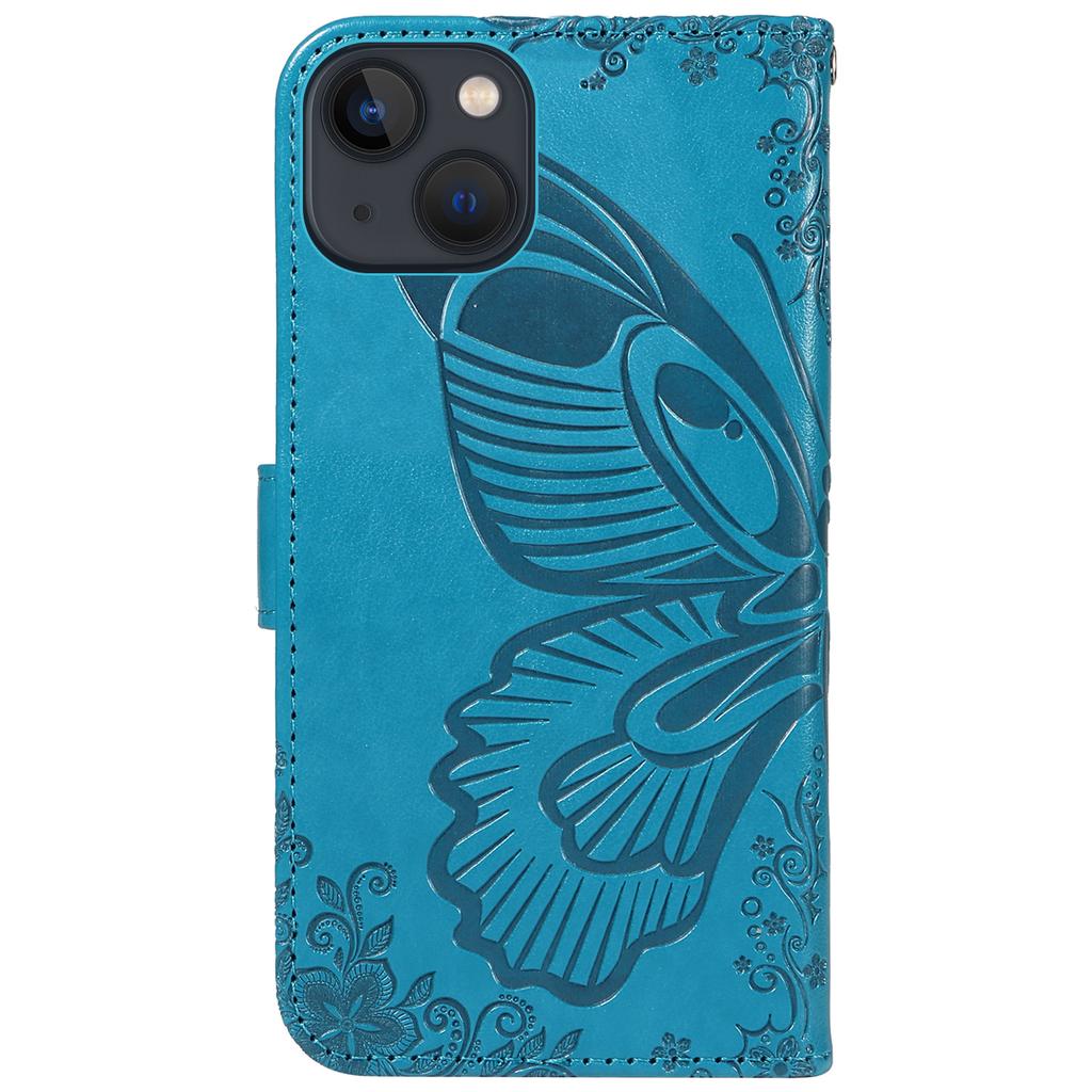 Für iPhone 14 Hülle Schmetterlingsmuster Leder Handyhülle mit Brieftasche Ständer