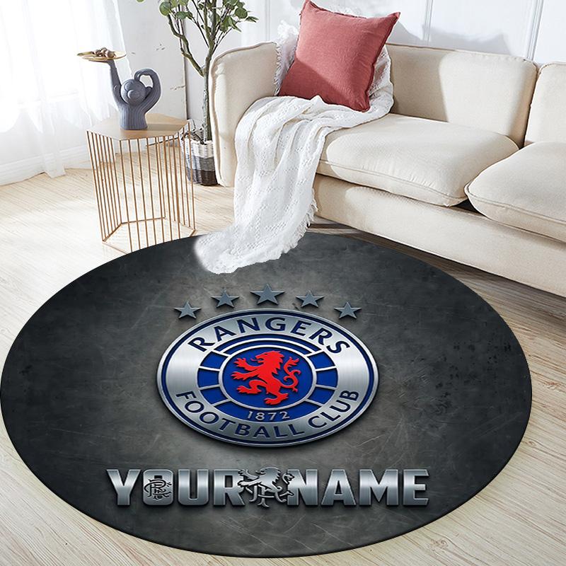 Custom Name Rangers FC Round Area Rug,Carpet Rug for Living Room Bedroom Sofa Playroom Decor,Non-slip Floor Mat