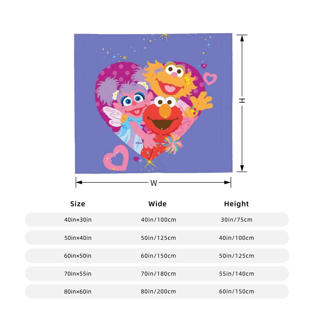 Sesame Street Cartoon Blanket Coral Fleece Plush Spring/Autumn Abby Cadabby Breathable Throw Blankets for Bed Bedroom Rug Piece