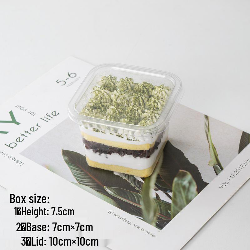 Square Mousse Soy Milk Cake Box: Wooden Cup Packaging for Tiramisu and Dessert Baking