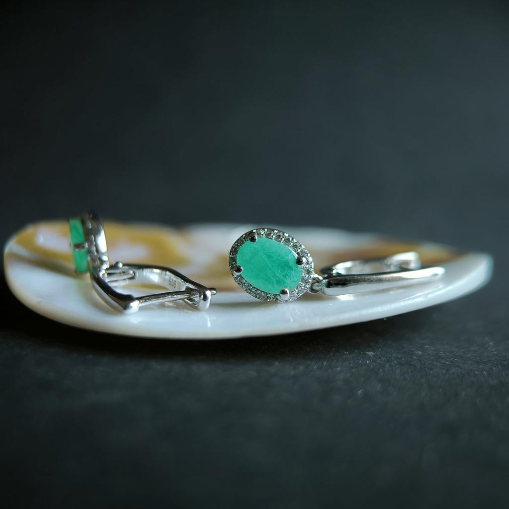 Серебряные серьги с натуральным изумрудом 2.59ct (2214199)