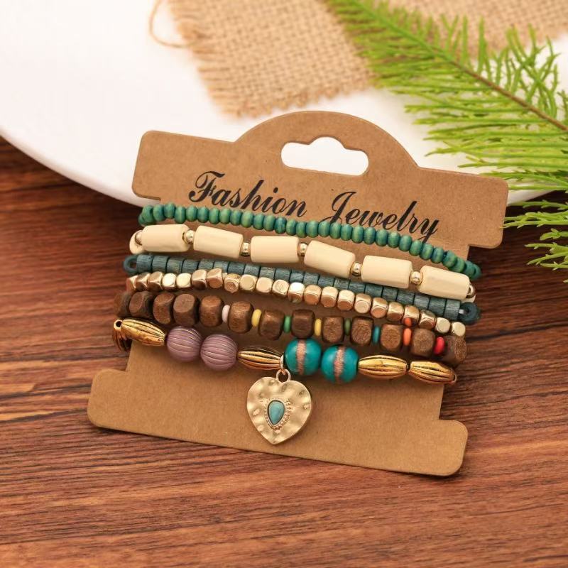 Bohemian Coconut Shell Wood Beads Beaded Soft Pottery Pearl Stone Leather Men's and Women's Bracelets Bracelets