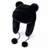 Damen Süße Eimer Mütze Winter Warm mit Panda Farbe Kunst Rex Kaninchenfell Lässig Charakter Stil für Mädchen Erwachsene