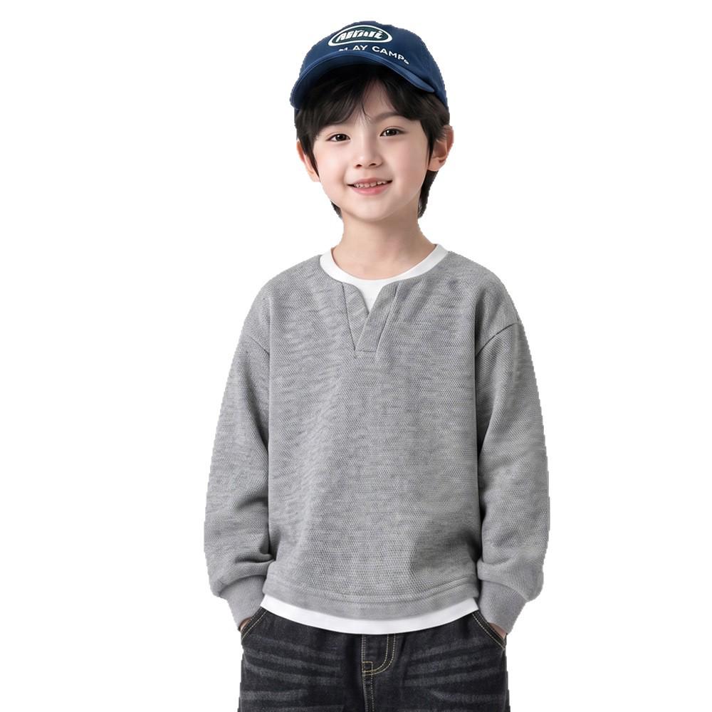 Beiteng Boys' Korean Style Two-Piece Look Hoodie - Autumn Casual Kids' Top