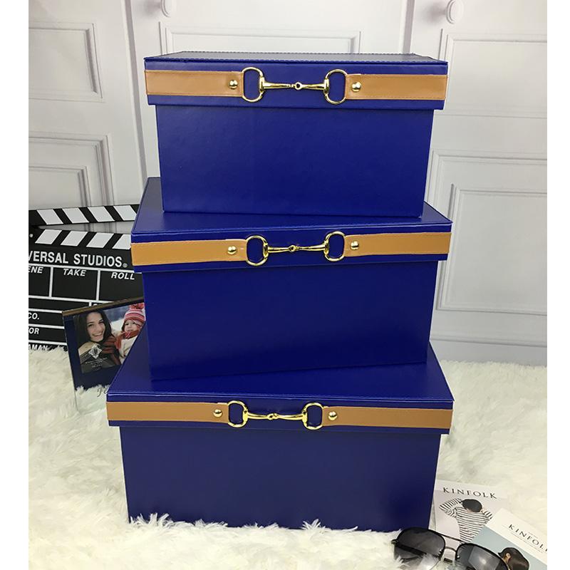 Luxury  Pu Leather Orange Storage Bins Colorful Storage Box  Organizer Containers Baskets with Cover Handles