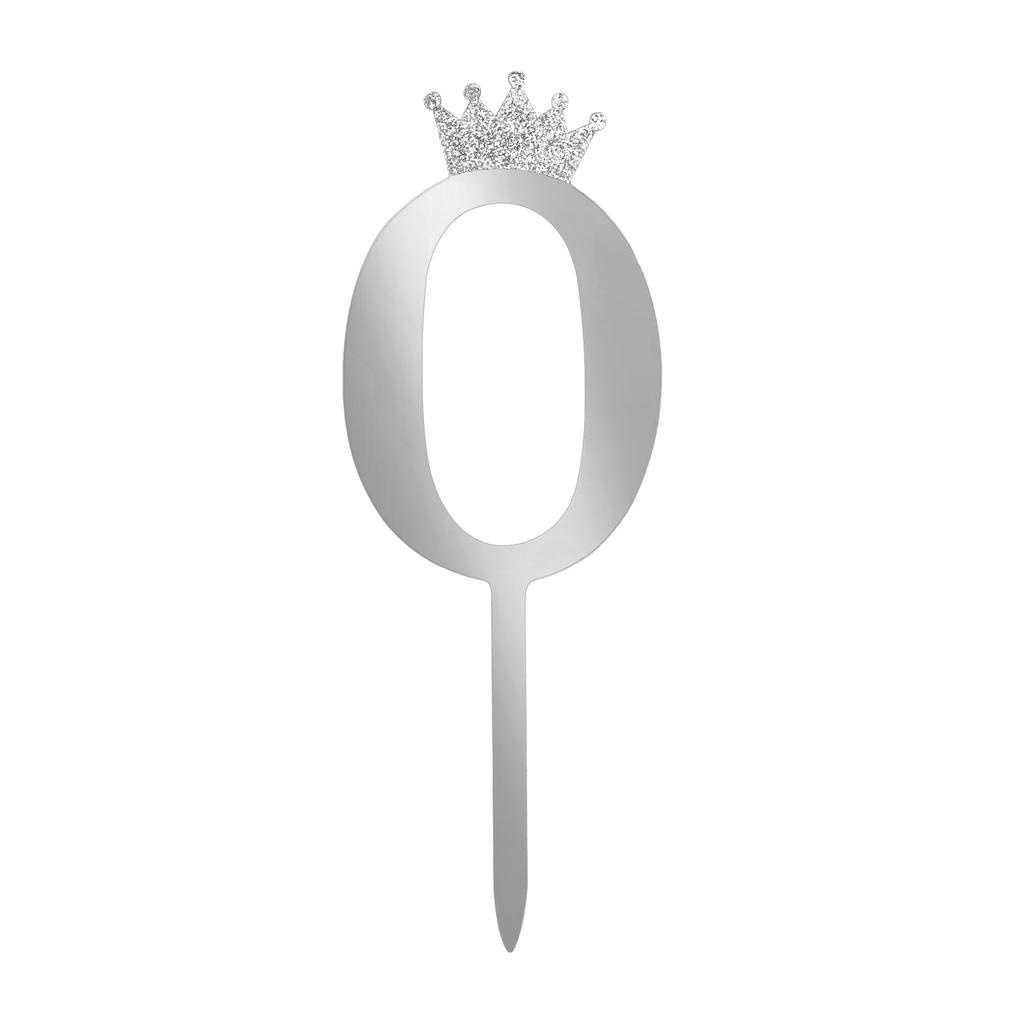Number Cake Topper Gold Silver Crown Acrylic 0-9 Digital Birthday Party Cake Insert Cake Decoration Wedding Cakes Dessert Decor