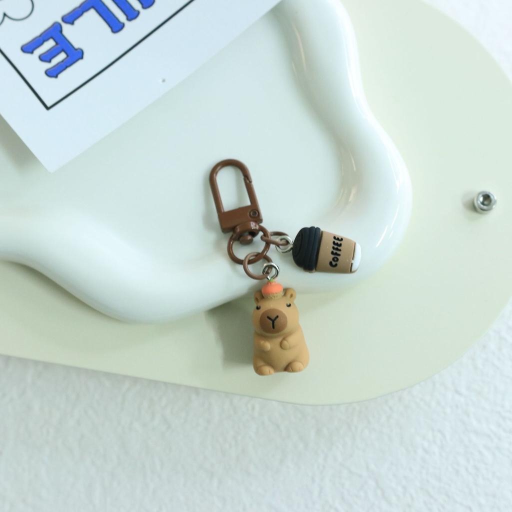 1pc Cartoon Cute Capybara Resin Keychain, Suitable for Women'S Key Ring, Bag, DIY Decorative Pendant