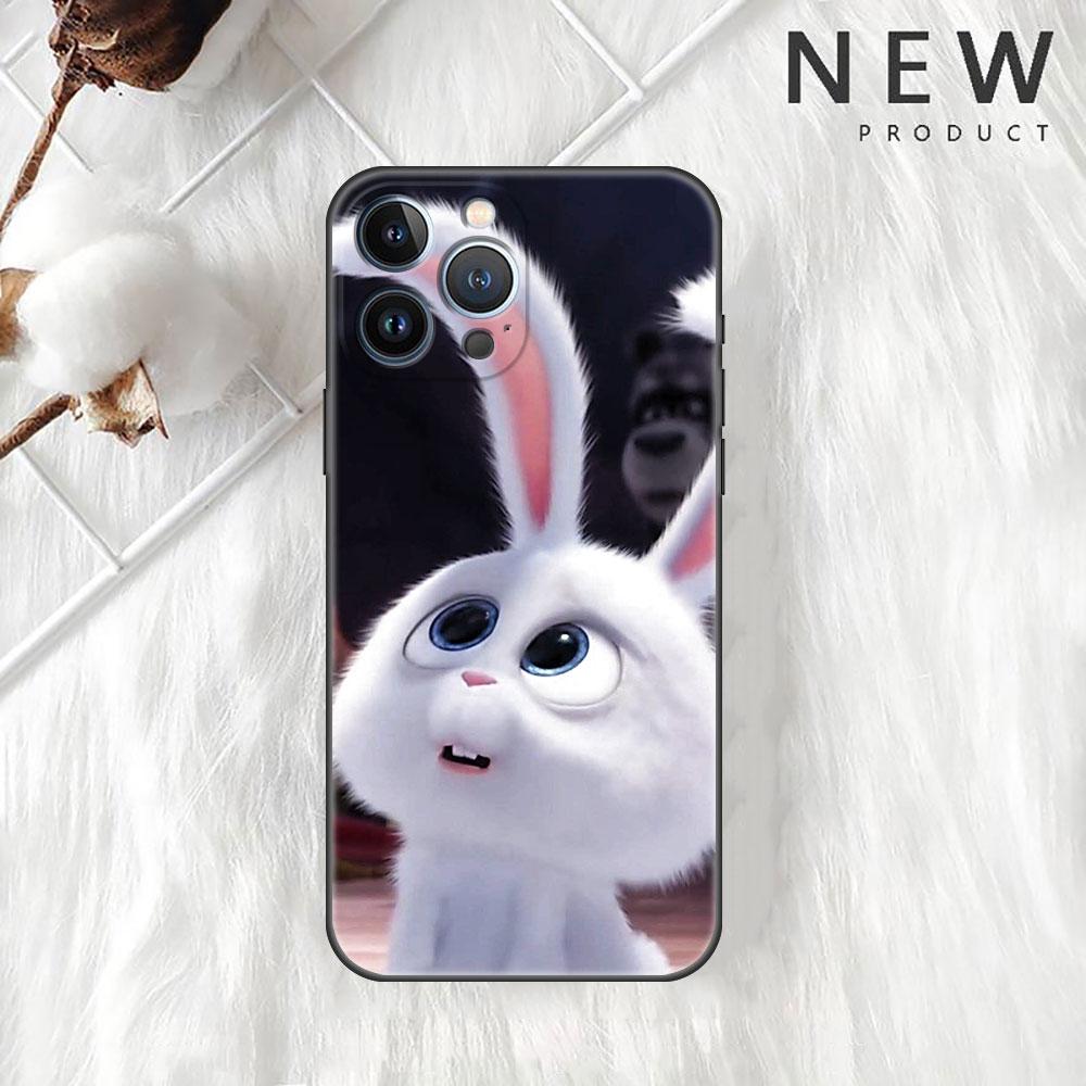 Cute Rabbit Case For Apple iPhone 11 13 14 12 Pro Max 7 8 XR X 6 5 5S SE 2022 13ProMax Black Silicone Phone Funda