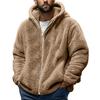 Men's Fashion Solid Color Patchwork Sweatshirt Loose Double-sided Velvet Warm Jacket Zipper Outerwear