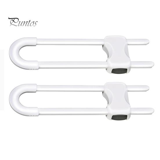 

2 шт. Розсувні замки для шафи Захист від немовляти Регульовані U-подібні засувки безпеки Легко встановити Багаторазові замки безпеки для ящиків Холодильник Шафа 2pcs білий