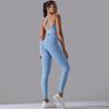 European and American seamless knitted solid color beautiful back high elastic tight yoga suit set running fitness suit two-piece set women