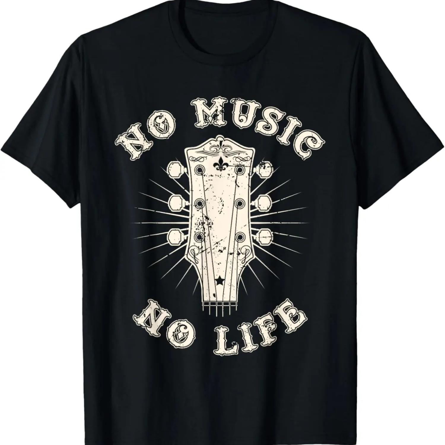 No Music No Life - Music Lover Rhythm and Passion Retro T-Shirt S