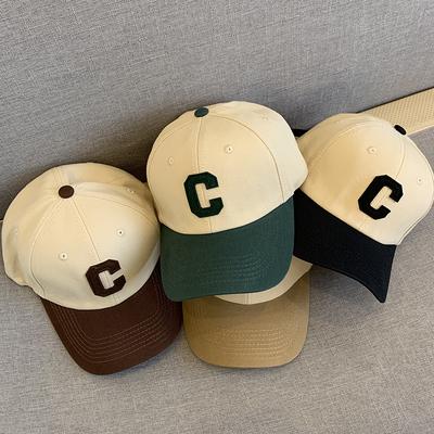 Unisex Baumwoll-Baseballkappe für Herren Lässige Snapback-Hut Damen Buchstaben C Patchwork Sommer Sonnenblende Kappen
