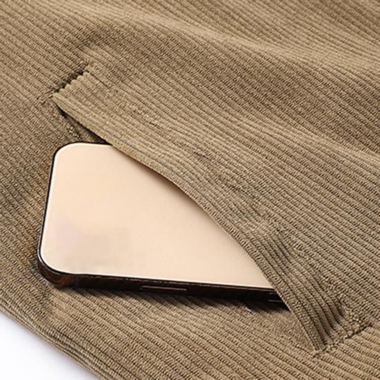 Baseball Jacket Stand Collar Anti-freeze Ribbed Winter Business Casual Solid Corduroy Baseball Jacket Coat for Trip