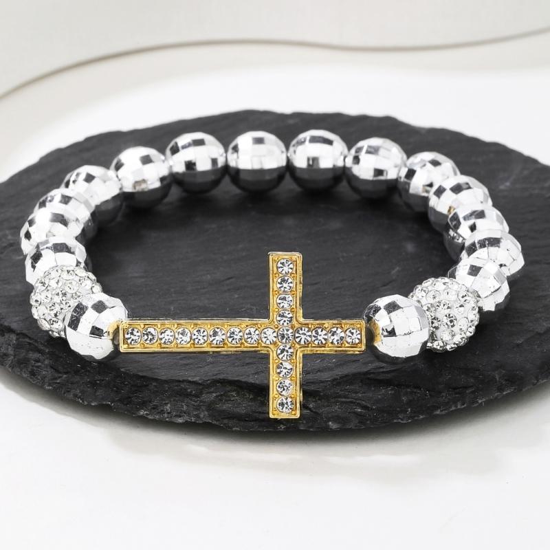 Comfortable Bracelet Expandable Religious Beaded Chain with Metallic Finish and Stylish Layering Potential for Adults