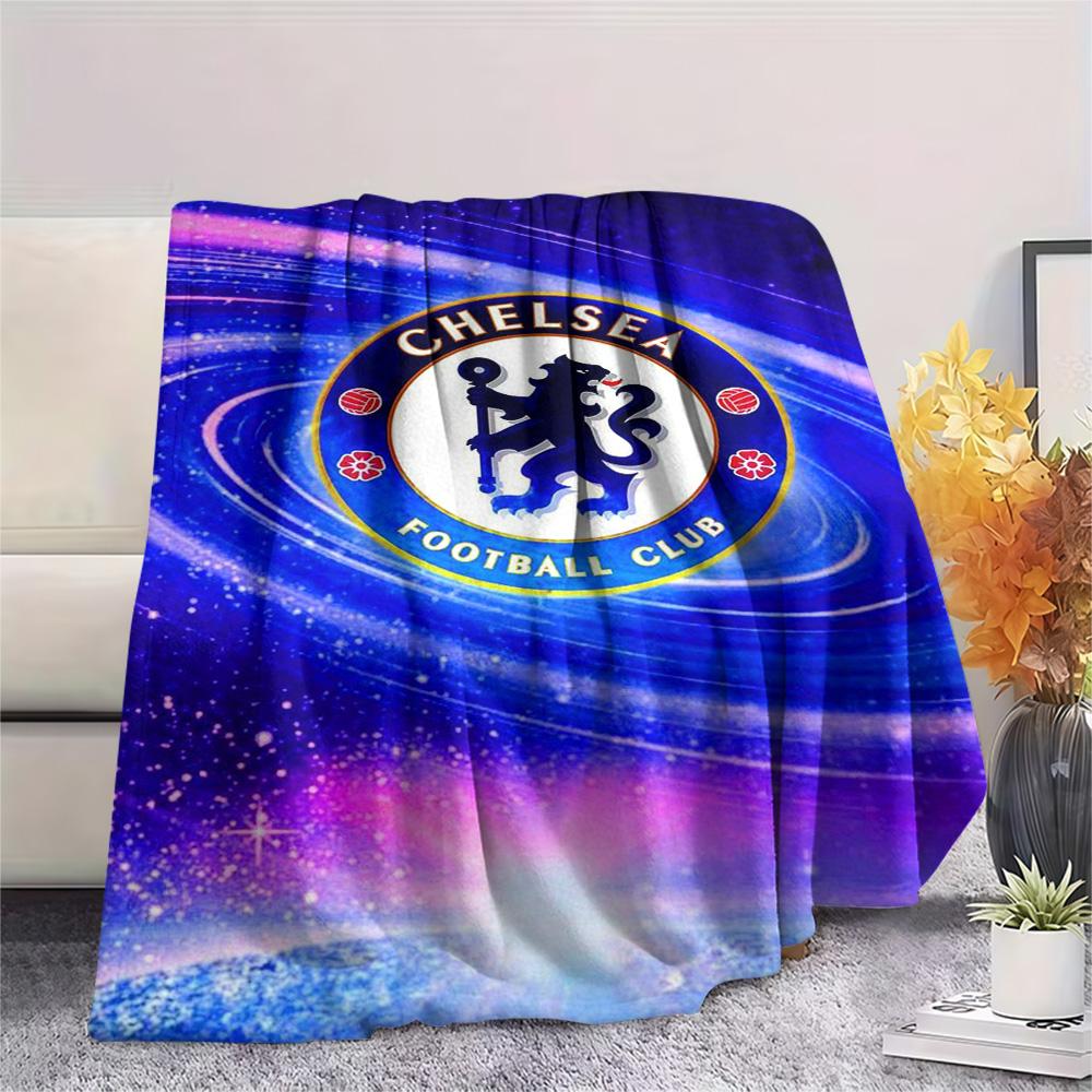 1Pc Chelsea-FC Logo Print Flannel Blanket High Quality Warm Comfortable Cover for All Seasons Perfect for Gifts Home Decor