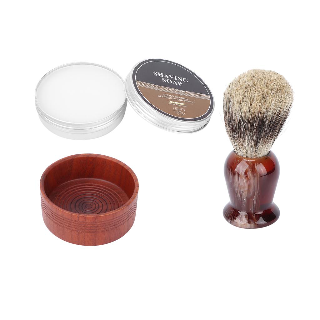 BlueZOO Zestaw do golenia dla mężczyzn Pędzel do golenia Miseczka na pianę Mydło do golenia Zestaw do pielęgnacji brody
