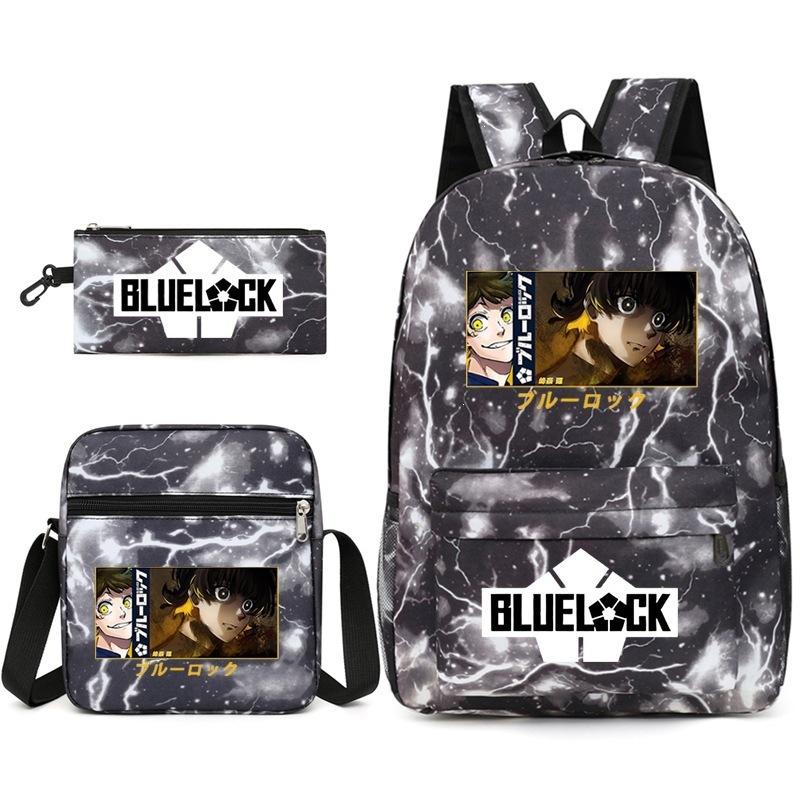 Large Capacity Schoolbag with Shoulder Strap; Student Three-piece Pencil Case Set