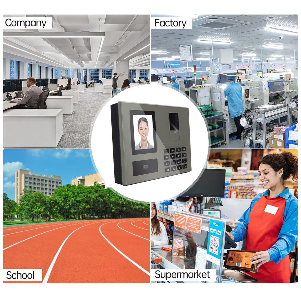NaIntelligent Face Biometric Fingerprint Password Employee Attendance NaMachine Checking-in Recorder 2.8 inch   Screen Infrared Dual-Camera Fast to 