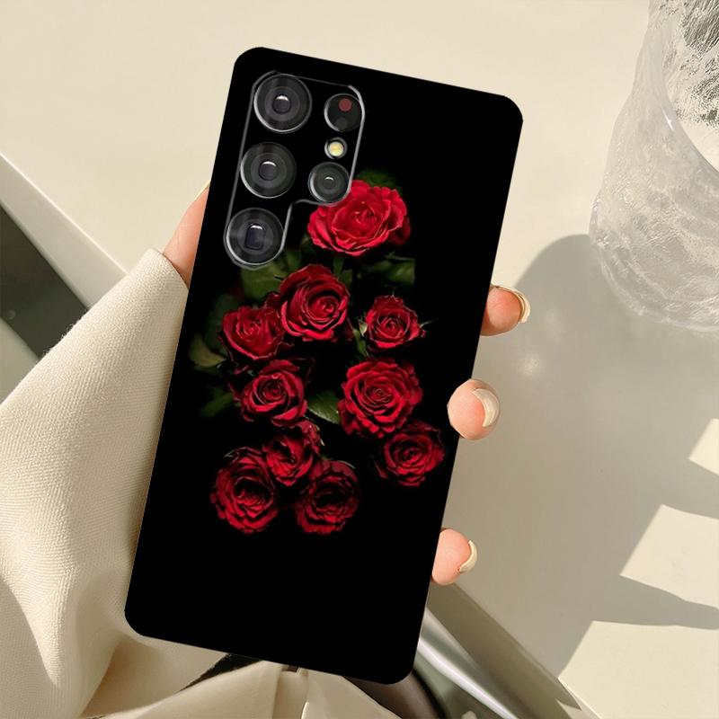 Bright Red Rose Flowers Case For Samsung Galaxy S25 Ultra S21 S22 S23 S24 Ultra S9 S10 Plus S20 FE S25 FE Back Cover