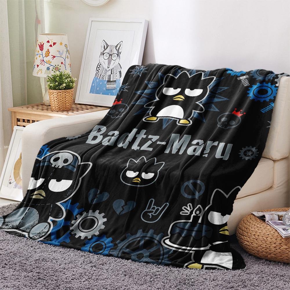1PC Badtz-Maru Print Flannel Blanket, High Quality All Seasons, Home Decor, Warmth and Comfort, Perfect for Christmas Gifts