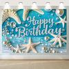 2D Tropical Ocean Starfish Birthday Backdrop Underwater Beach Party Banner