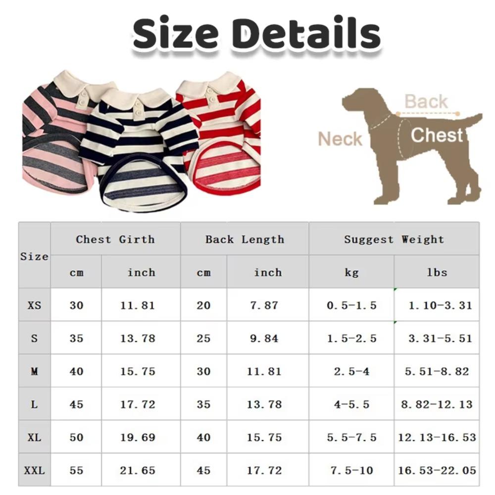 Breathable Dog Thin Shirt Collared Style Dog T Shirts Fashion Dog Striped Shirt Kittens Wear