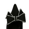 Fashion Rhinestone Bowknot Woman Pumps Suede High Heels Sexy Party Shoes Pointed Stilettos Women Heels Luxury Pumps Large Size 42 43