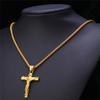 Men's European and American Personalized Religious Jesus Cross Necklace Fashionable Golden Cross Pendant Necklace Zircon Gift