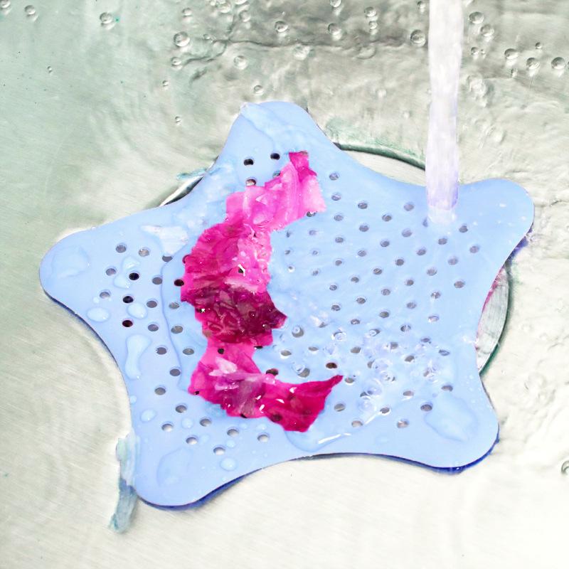 8 farger Femspiss stjerne kjøkkenvask anti-tilstopping sjøstjerne silikon gulvavløp bad kloakk filter