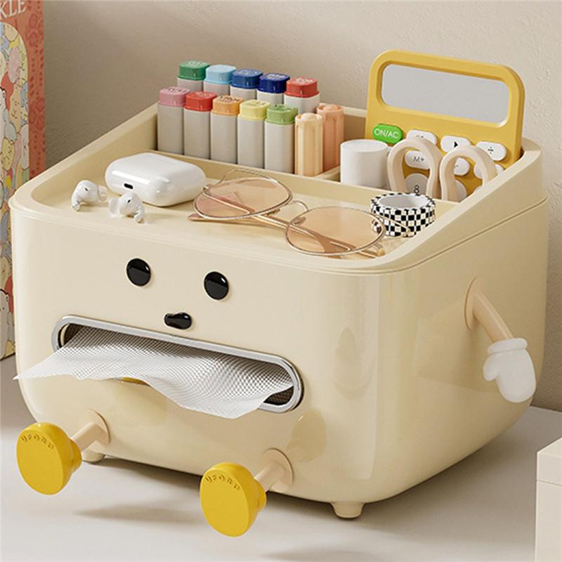 B97A-Back To School Paper Towel Box Multi-Function Desktop Organizer For Students Dorm Life Household Living Room Bedroom Bedsid