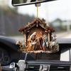 2D flache Acryl Krippe Dekoration ländliche Weihnachtshänge Dekoration Auto Rückspiegel Anhänger, Taschen- und Schlüsselanhänger Zubehör Geschenke
