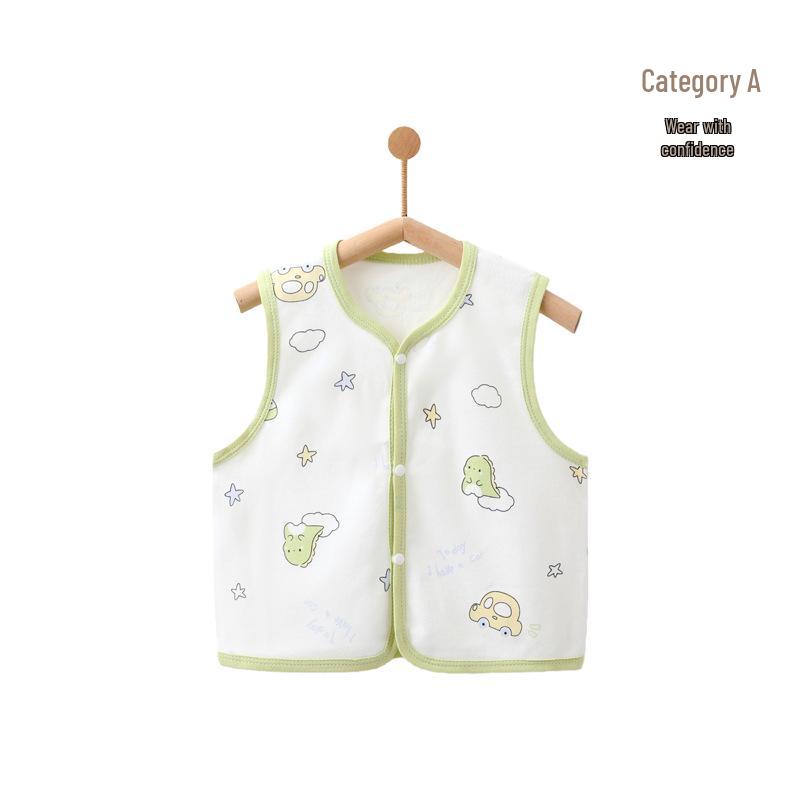 Spring Festival Cartoon Baby Vest - Red, Padded, Pure Cotton for Boys & Girls