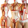 4 Style Sexy Nurse Role Play Lingerie + Headwear Set Halloween Costume For Women Adult Exotic Pajamas Adult Teddy Babydolls