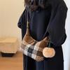 Fashion Plaid Bag Women's 2025 New Woolen Plaid Contrasting Color Small Square Bag High-end Single Shoulder Messenger Bag