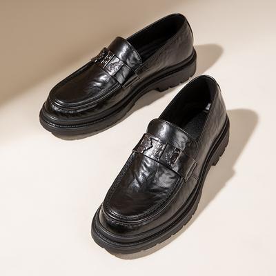 Spring Leather Shoes Men's Breathable New Trend Platform Casual Shoes Men's Genuine Leather One-pedal Men's Shoes