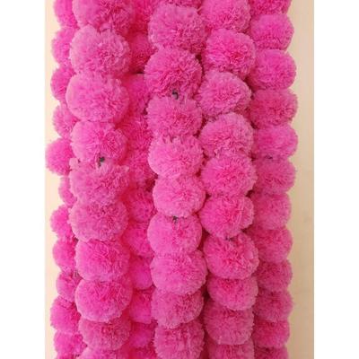 Artificial Fluffy Flowers for  Garlands for Pooja Room Toran Indian Genda Phool for Wedding Festivals Diwali Pongal /4.7 Feet/Set of 5 Mala (Pink)