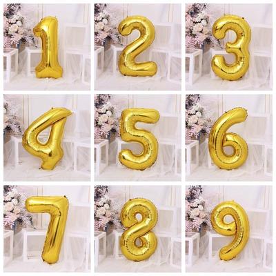 32-Inch Golden Digital Balloon Photo Boys And Girls Children Birthday Baby Party Scene Decoration